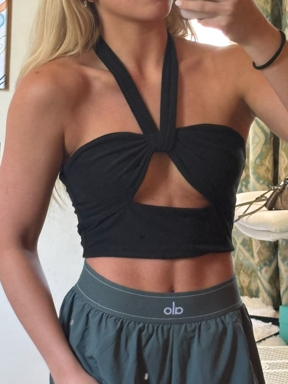 BRAND MISGUIDED Black Halter Twist Cutout Crop Top